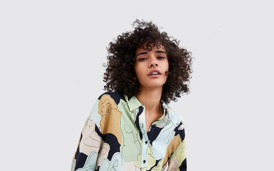 Abstract Print Cotton Blouse - Image 2